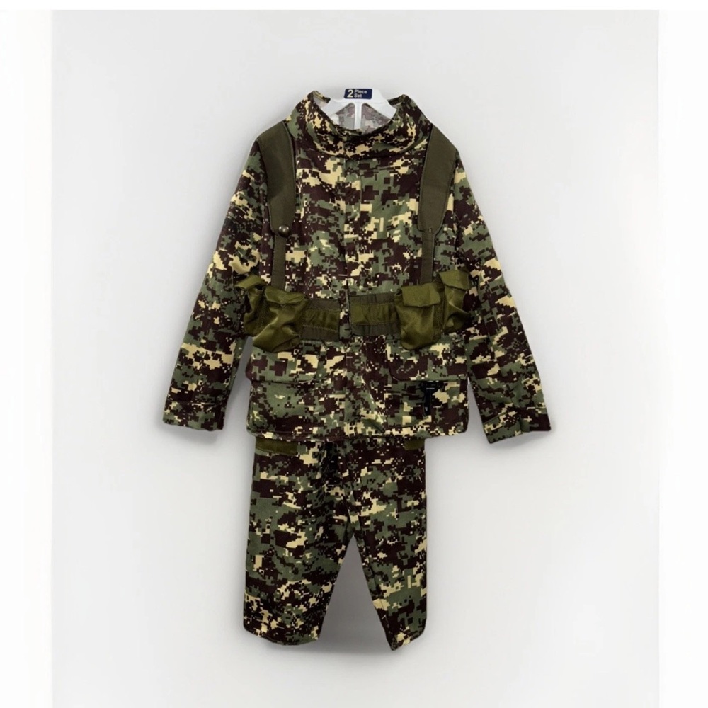 Disguise Kids Soldier Army Camo Halloween Costume Outfit Top Pants Set Sz S(4-6)